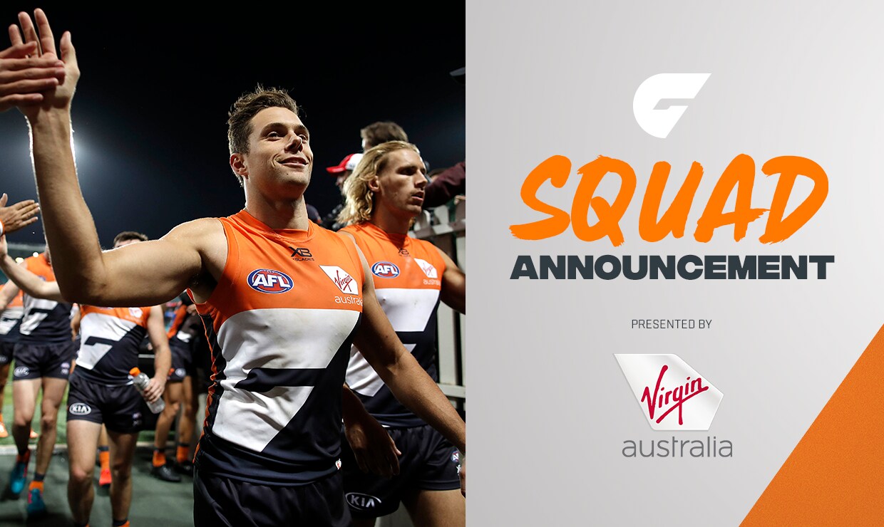 SLIDER-SQUADRD82019.png Vice-captain Josh Kelly will return to the side as the GIANTS head south for a Sunday afternoon clash with the Hawks. - MCG,Hawthorn,GWS Giants